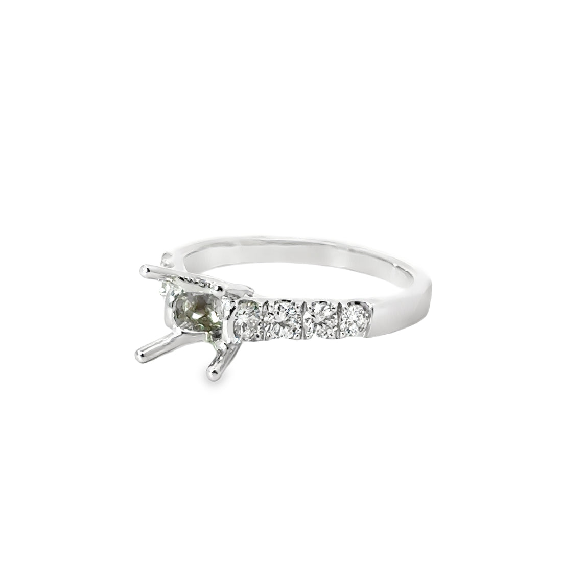 18kt White Gold Full Cut Round Diamond Semi-Mount Ring (.66ct)