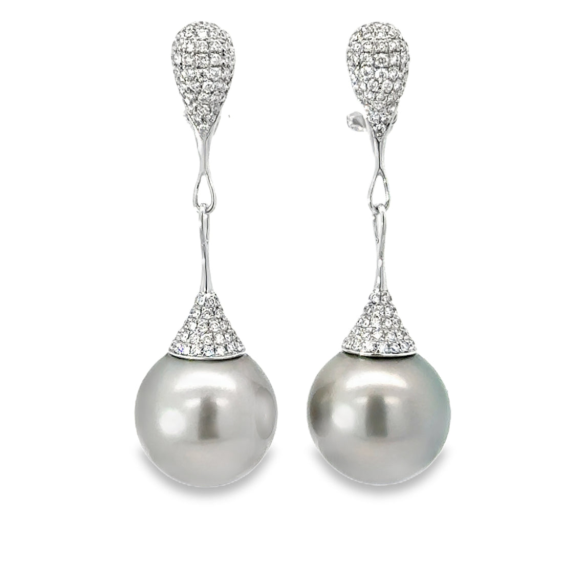 18K White Gold Diamond And Pearl Earrings (1.13ct)