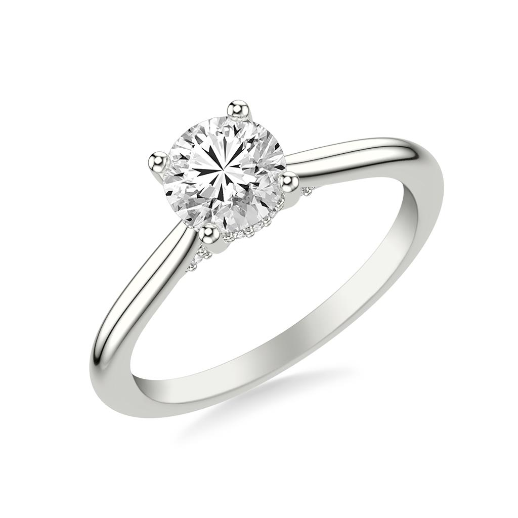 14kt White Gold Natural Round Diamond Semi-Mount Ring (.12ct)