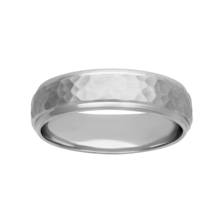 Goldman 14kt White Gold 6mm Hammered Finish Comfort Fit Wedding Band