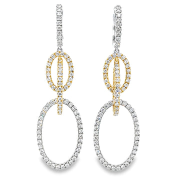 18kt Tu-Tone Gold Natural Diamonds Drop Earrings (1.73ct)