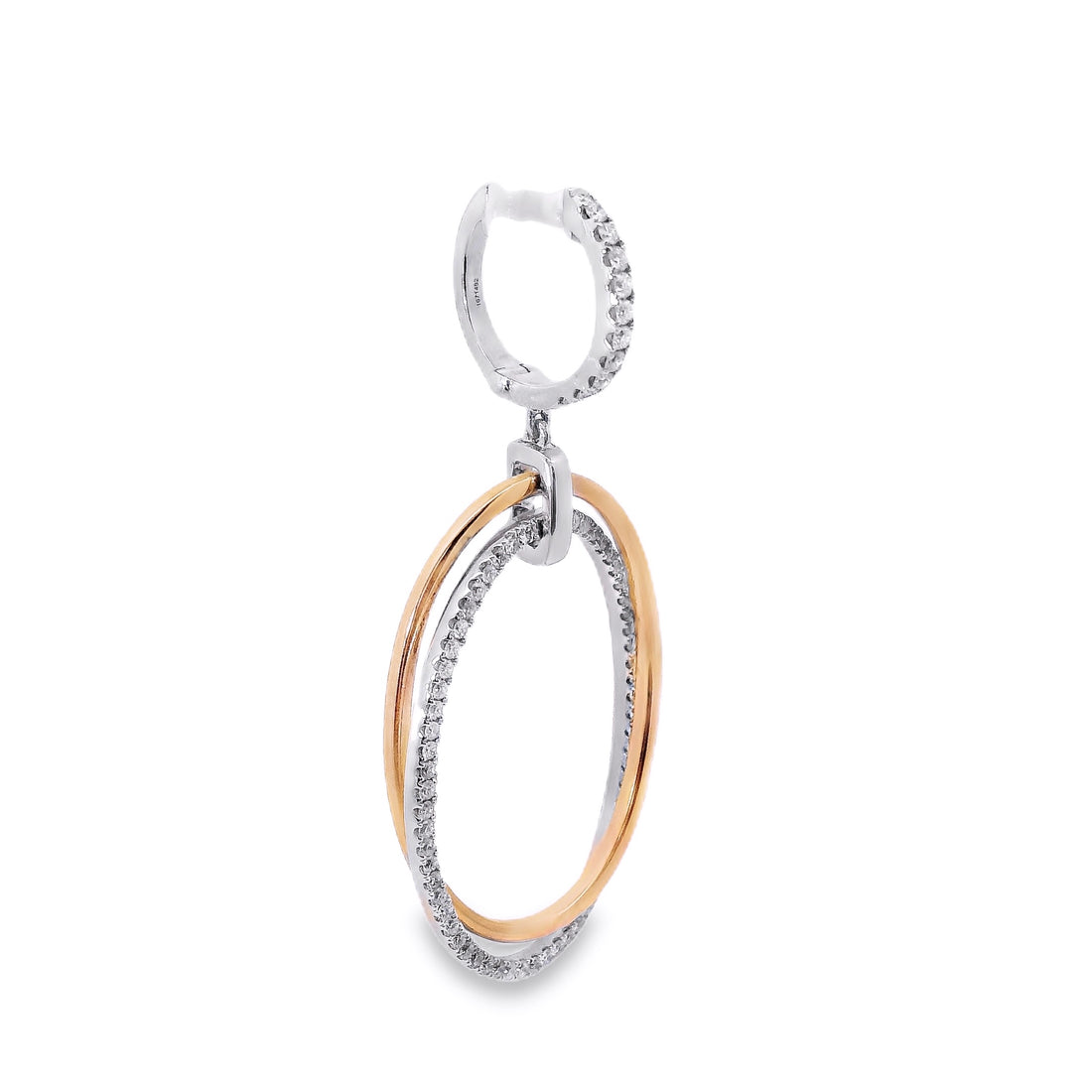 18kt White and Rose Gold Natural Diamond Dangle Hoop Earrings (.82ct)