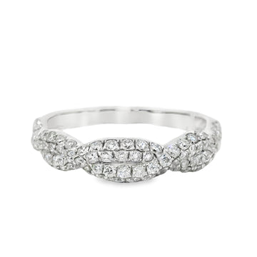 18K White Gold Diamond Criss Cross Wedding Ring (.60ct)