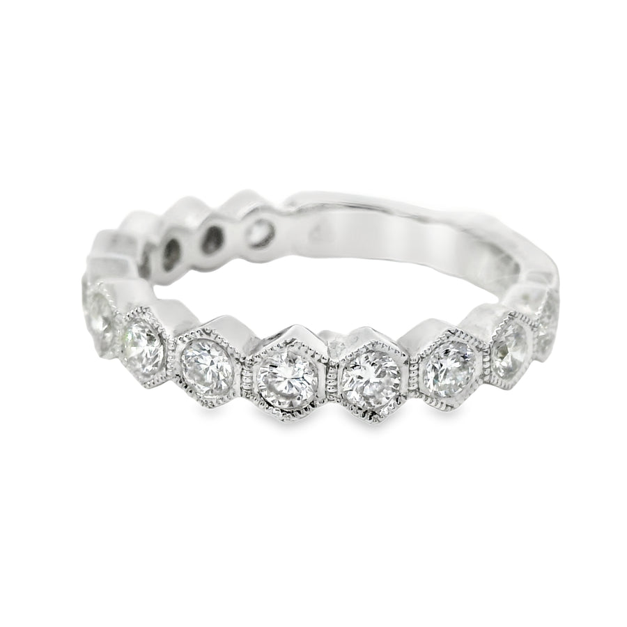 18K White Gold Round Diamond Wedding Ring (.78ct)
