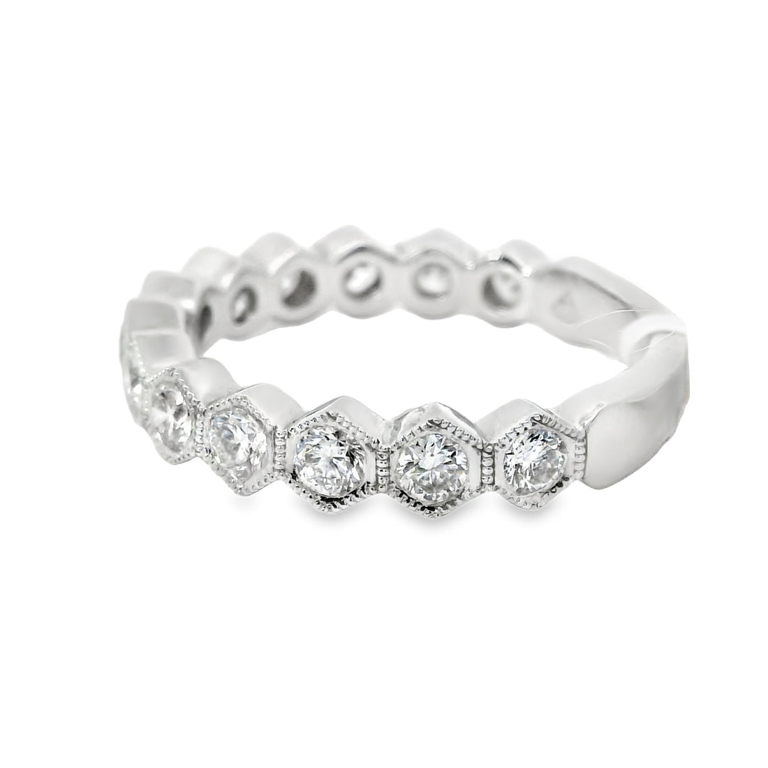 18K White Gold Round Diamond Wedding Ring (.78ct)