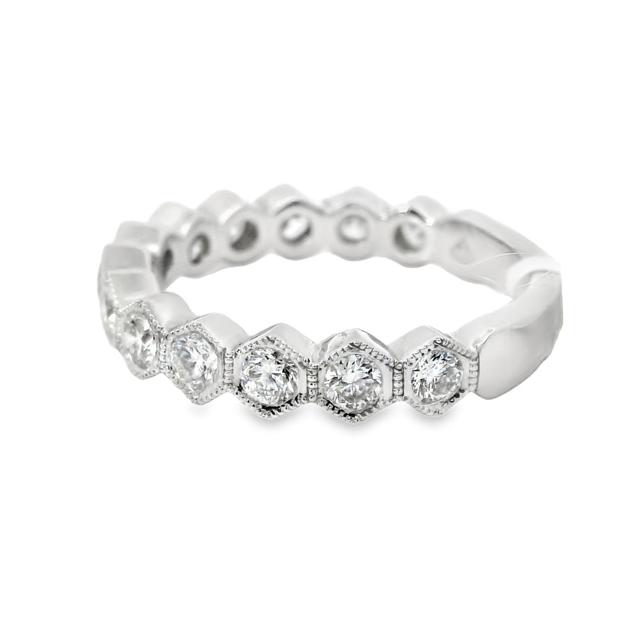 18K White Gold Round Diamond Wedding Ring (.78ct)