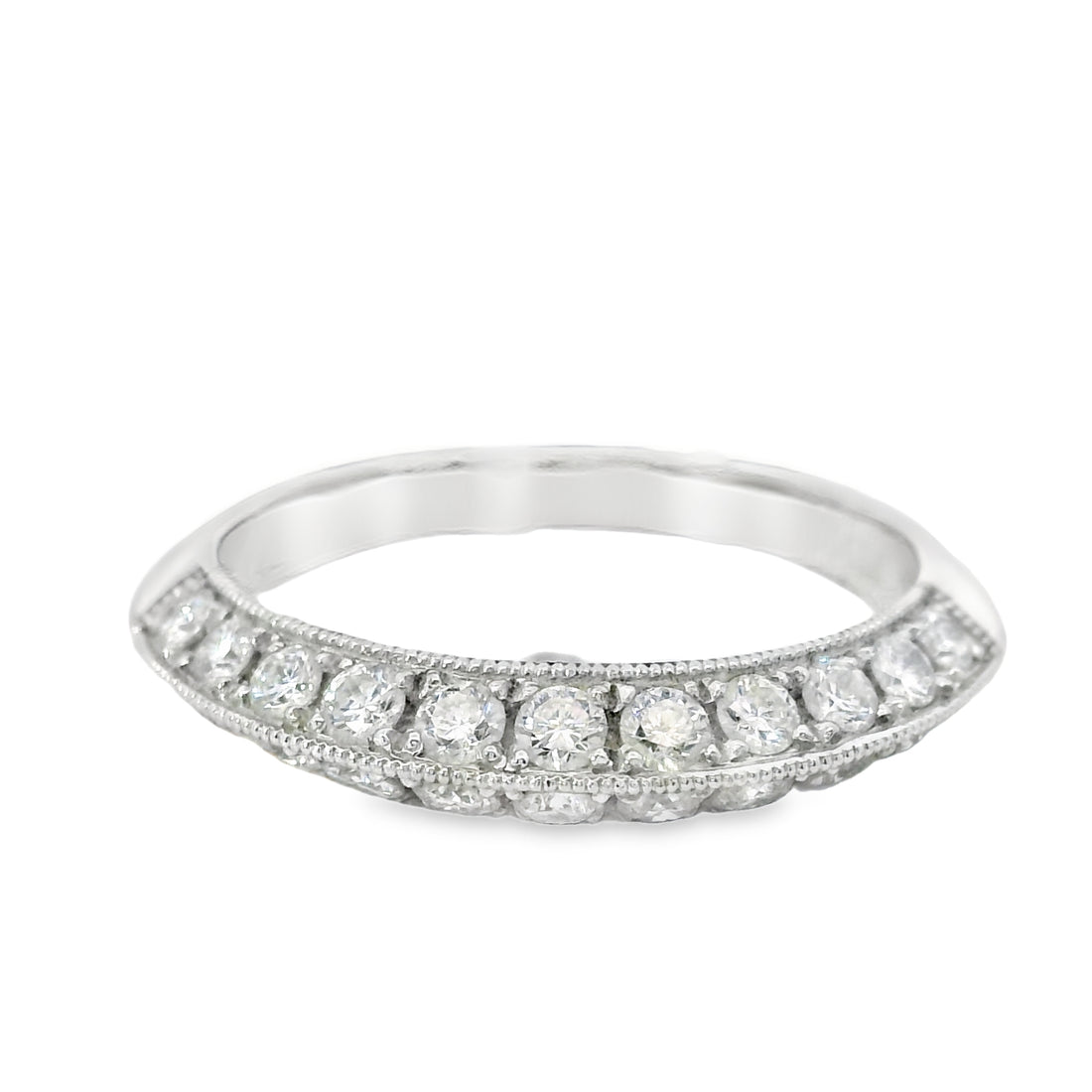Platinum Gold Diamond Knife Edge Ring (0.6ct)