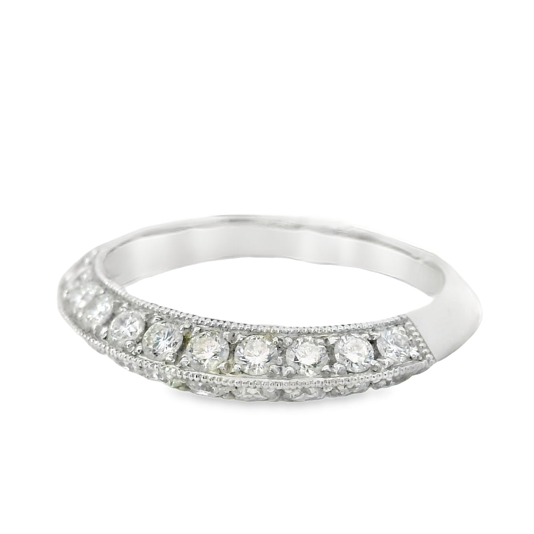 Platinum Gold Diamond Knife Edge Ring (0.6ct)