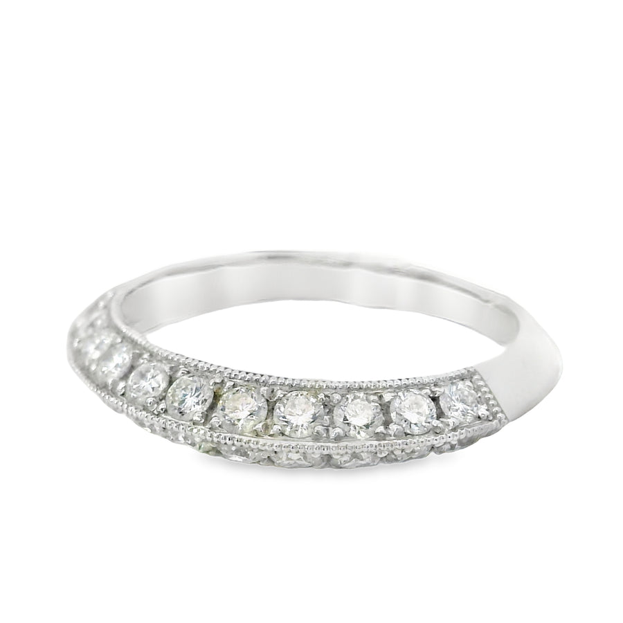 Platinum Gold Diamond Knife Edge Ring (0.6ct)