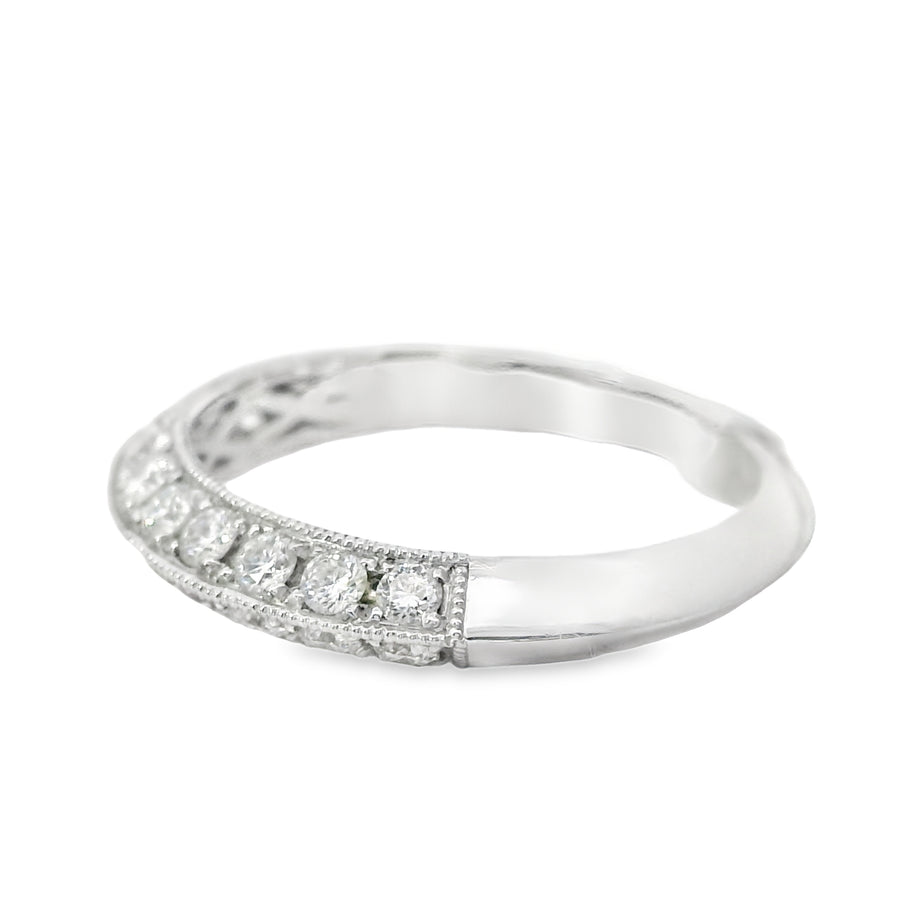 Platinum Gold Diamond Knife Edge Ring (0.6ct)