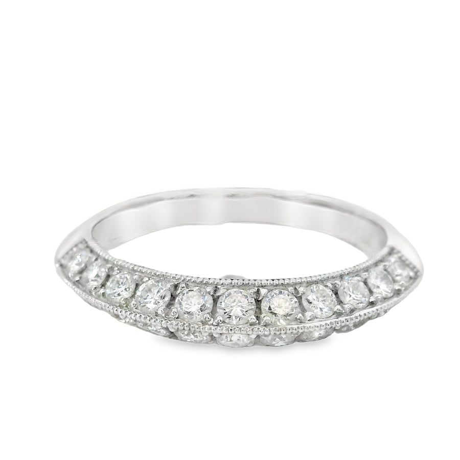 Platinum Gold Diamond Knife Edge Ring (0.6ct)