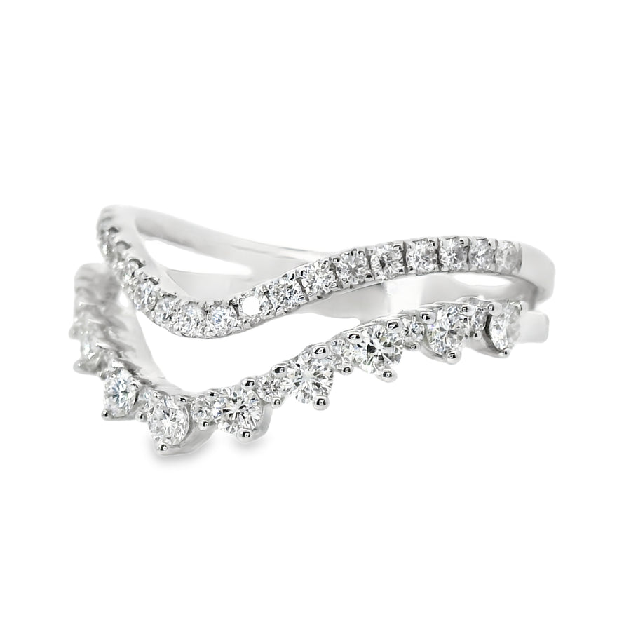 18kt White Gold Round Diamond Curved Stack Ring (0.61ct)