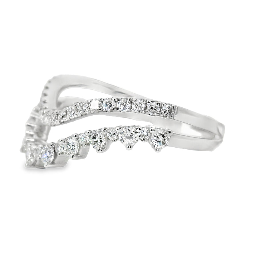 18kt White Gold Round Diamond Curved Stack Ring (0.61ct)