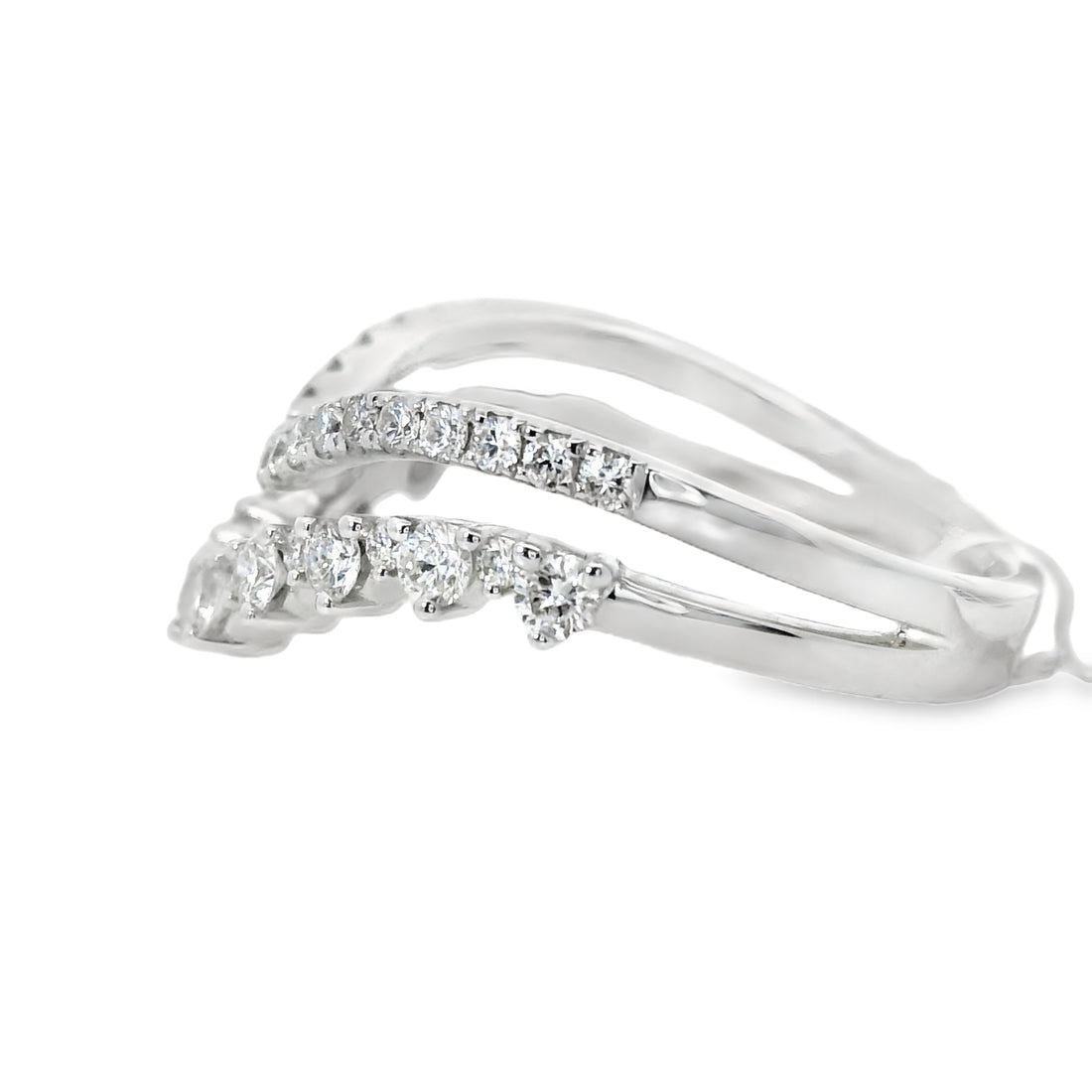 18kt White Gold Round Diamond Curved Stack Ring (0.61ct)