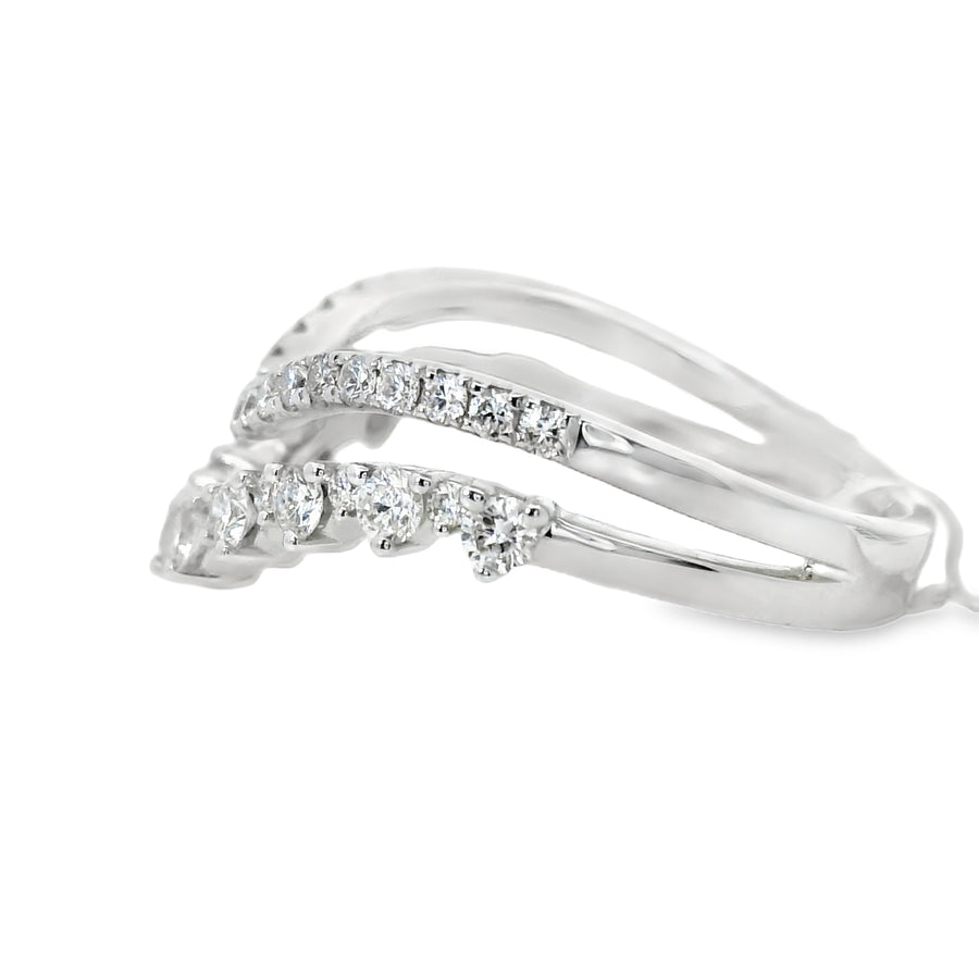18kt White Gold Round Diamond Curved Stack Ring (0.61ct)