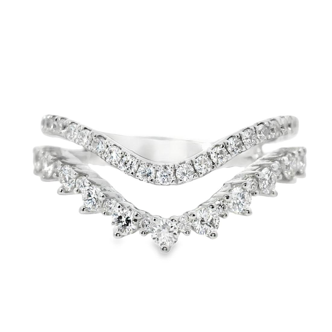 18kt White Gold Round Diamond Curved Stack Ring (0.61ct)