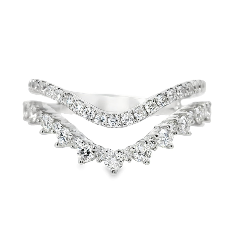 18kt White Gold Round Diamond Curved Stack Ring (0.61ct)