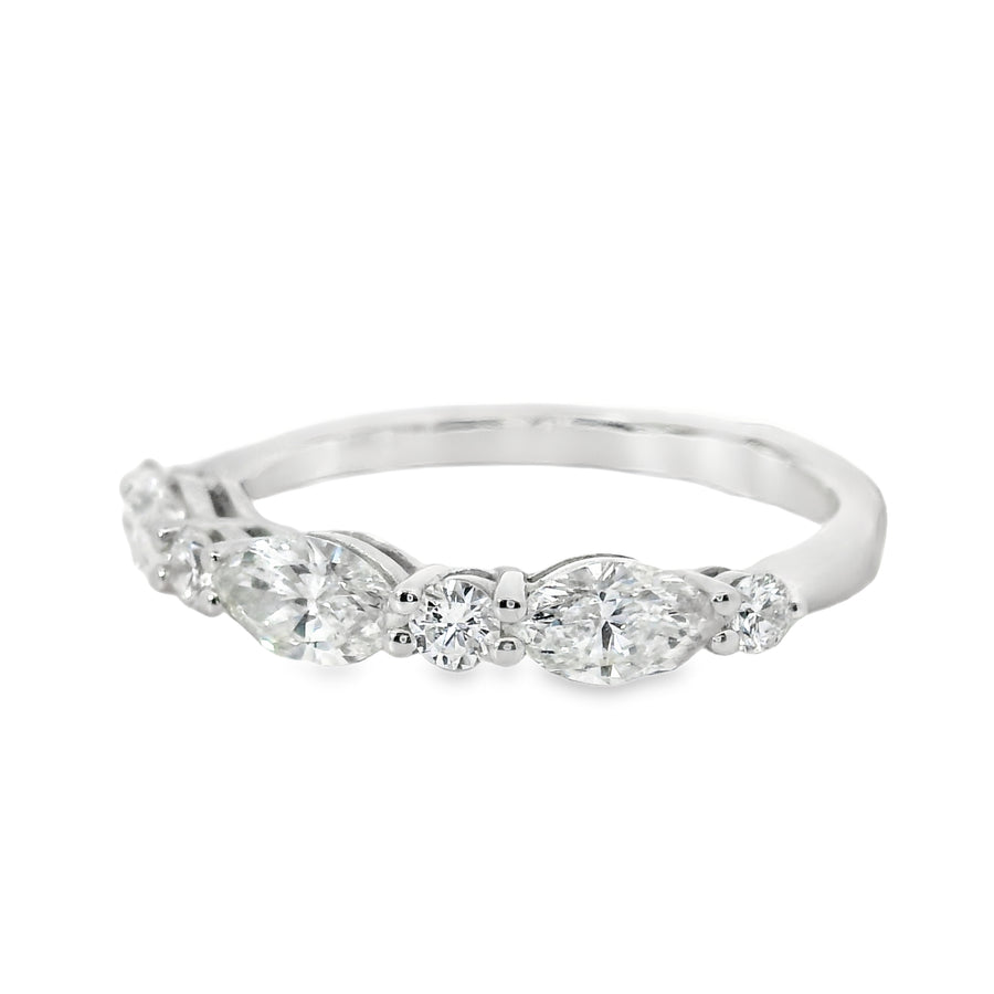 18K White Gold Marquise Diamond Wedding Ring (.96ct)