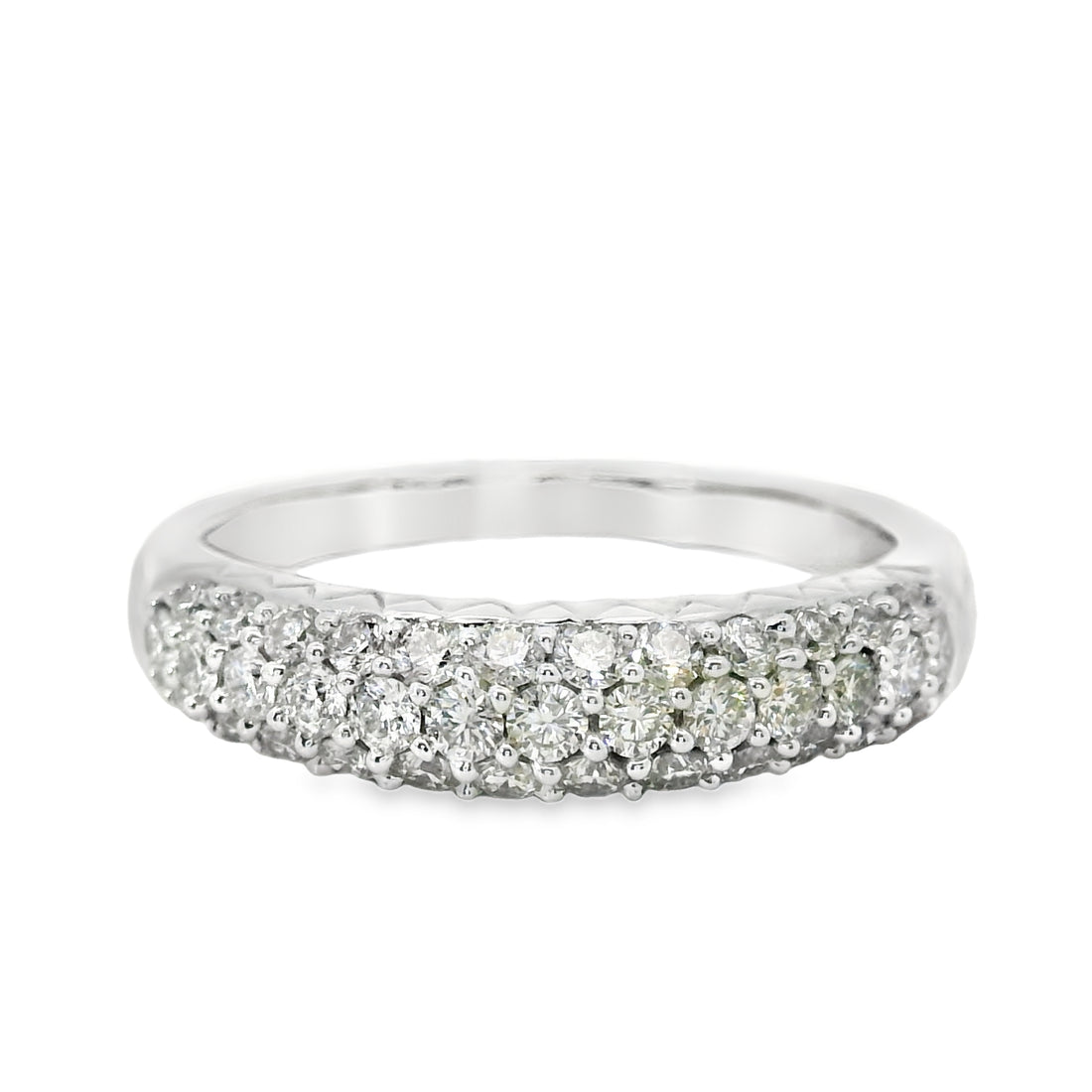 18kt White Gold Diamond Pave Wedding Ring (0.6ct)