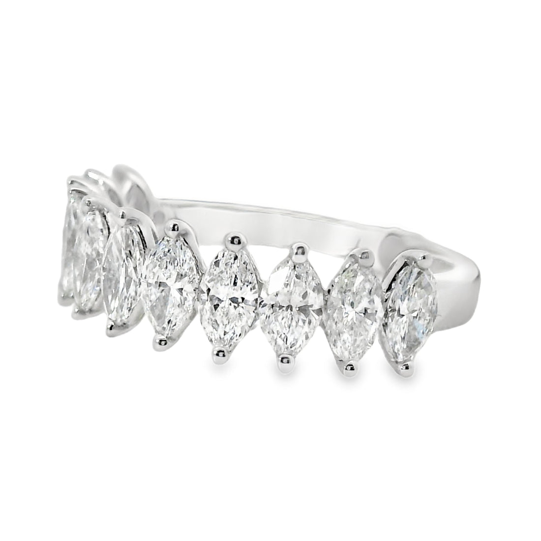 18kt White Gold Marquise Diamond Half Anniversary Ring (1.8ct)