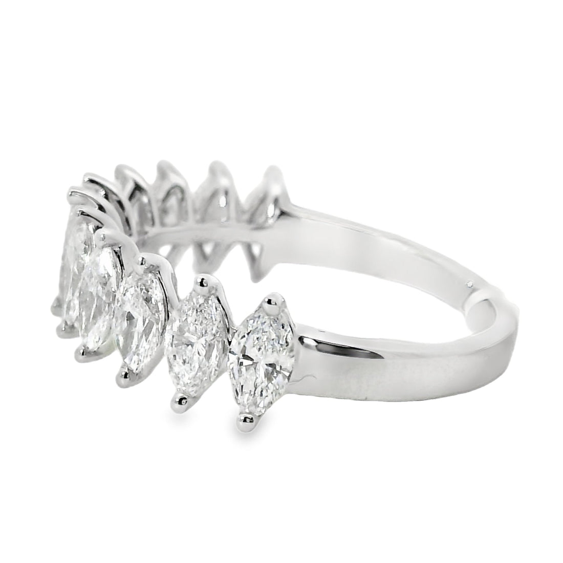 18kt White Gold Marquise Diamond Half Anniversary Ring (1.8ct)