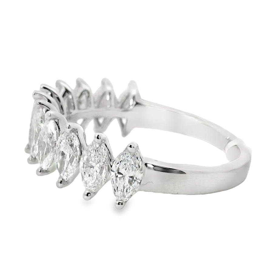 18kt White Gold Marquise Diamond Half Anniversary Ring (1.8ct)