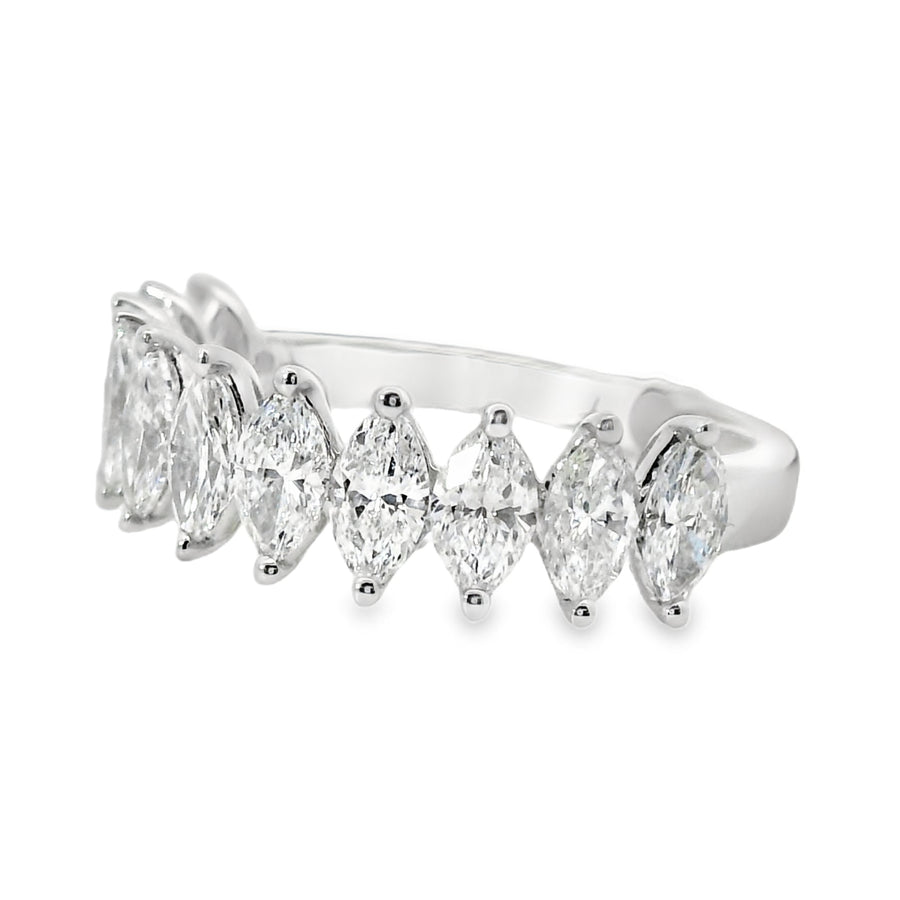 18kt White Gold Marquise Diamond Half Anniversary Ring (1.8ct)