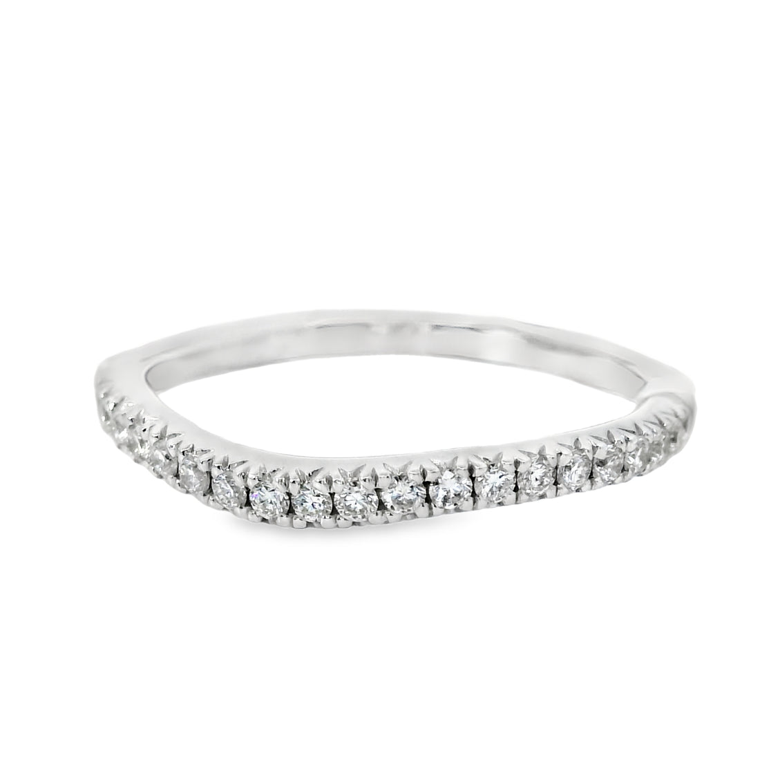 18kt White Gold Round Diamond Curved Eternity Ring (0.43ct)