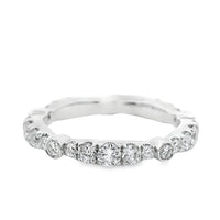 18K White Gold Full Cut Round Diamond Eternity Wedding Ring (1.16ct)
