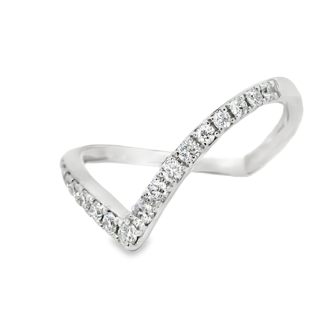 18kt White Gold Diamond Curved Ring (0.28ct)