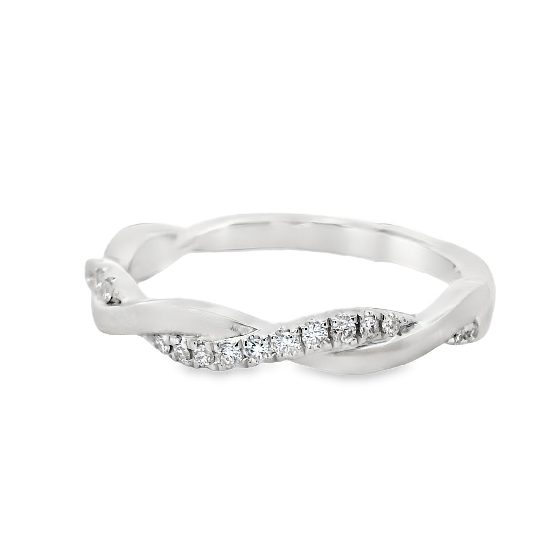 18kt White Gold Diamond Twisted Wedding Ring (0.13ct)