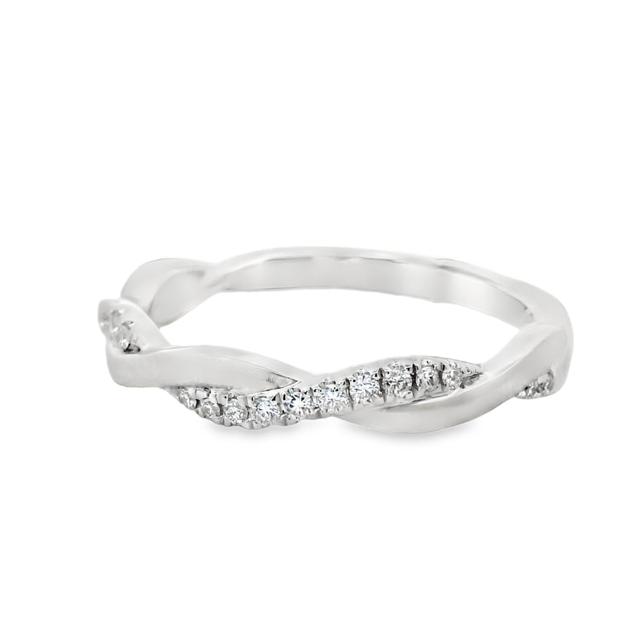 18kt White Gold Diamond Twisted Wedding Ring (0.13ct)