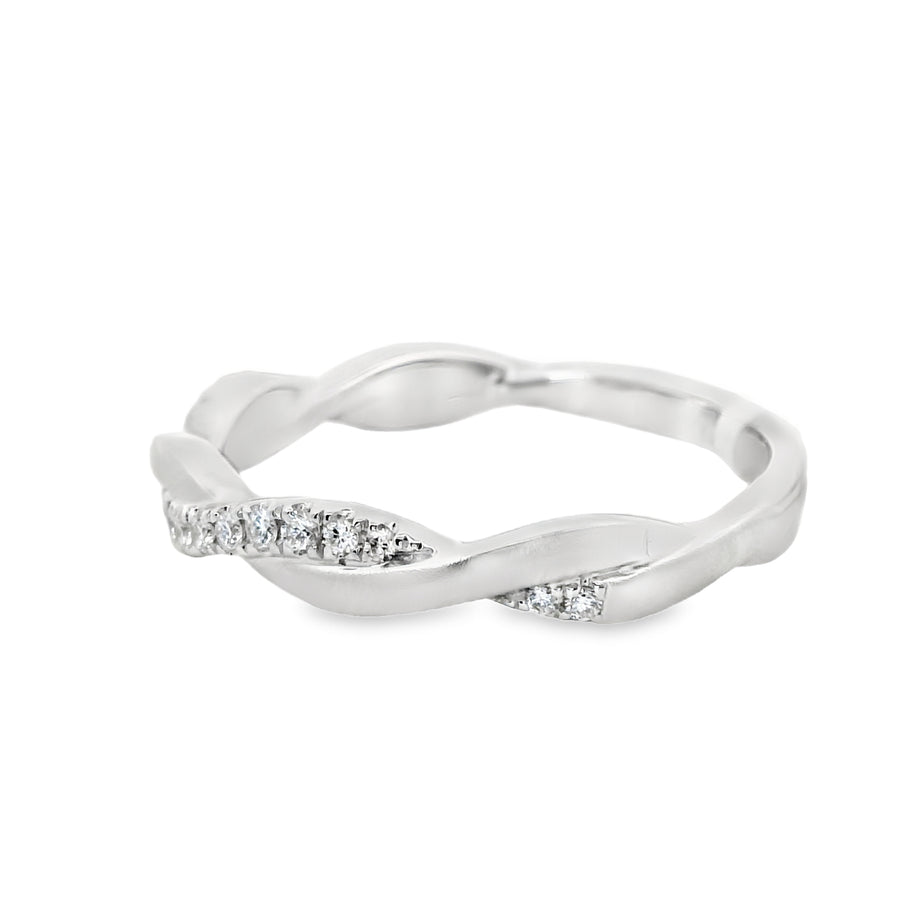18kt White Gold Diamond Twisted Wedding Ring (0.13ct)