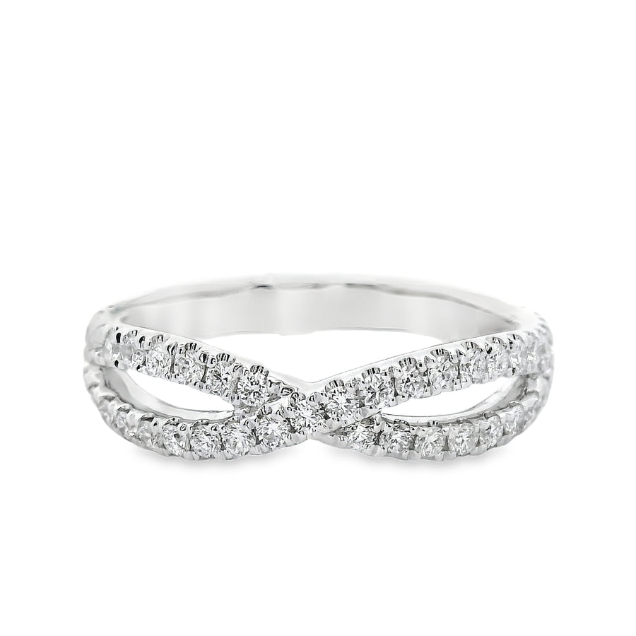 18kt White Gold Diamond Curved Ring (0.55ct)