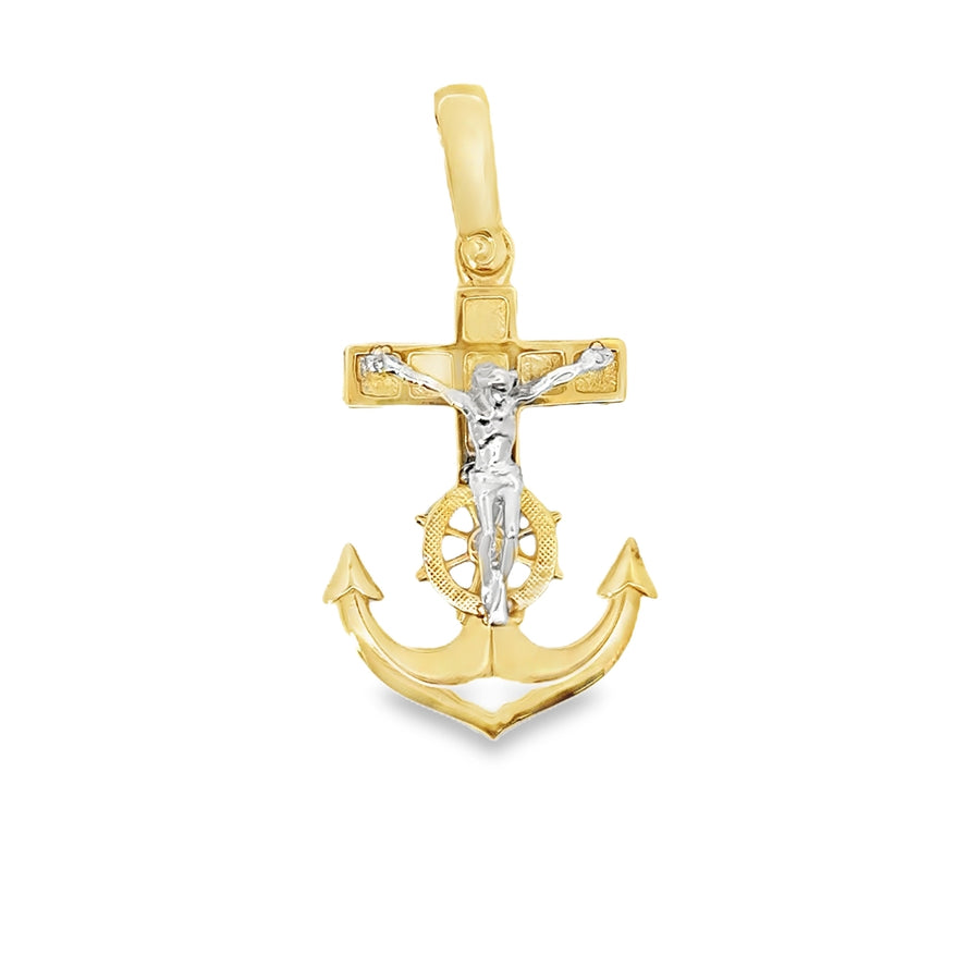 18K Two-Tone Gold Mariner Crucifix (5.8g)