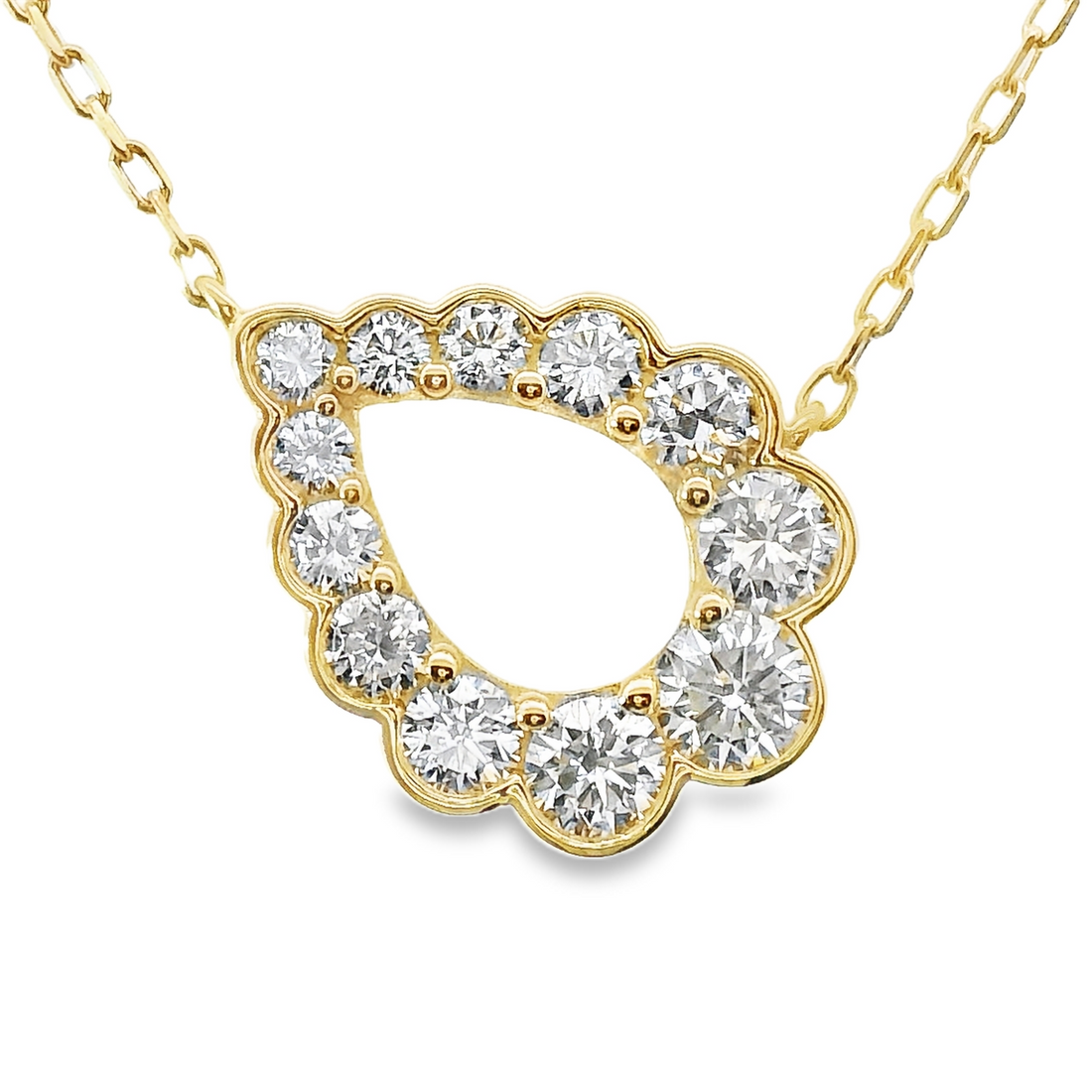18kt Yellow Gold Natural Round Diamond Free Form Pendant (0.78ct)