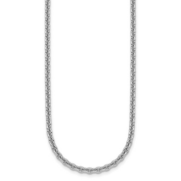 Sterling Silver 20" Rolo Chain With Rhodium Plating