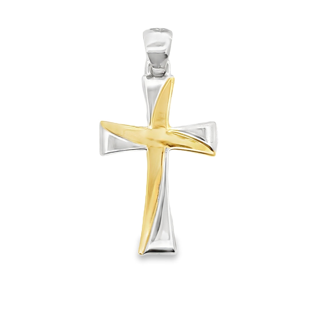 18K Two-Tone Italian Made Gold Cross Pendant (2.6g)