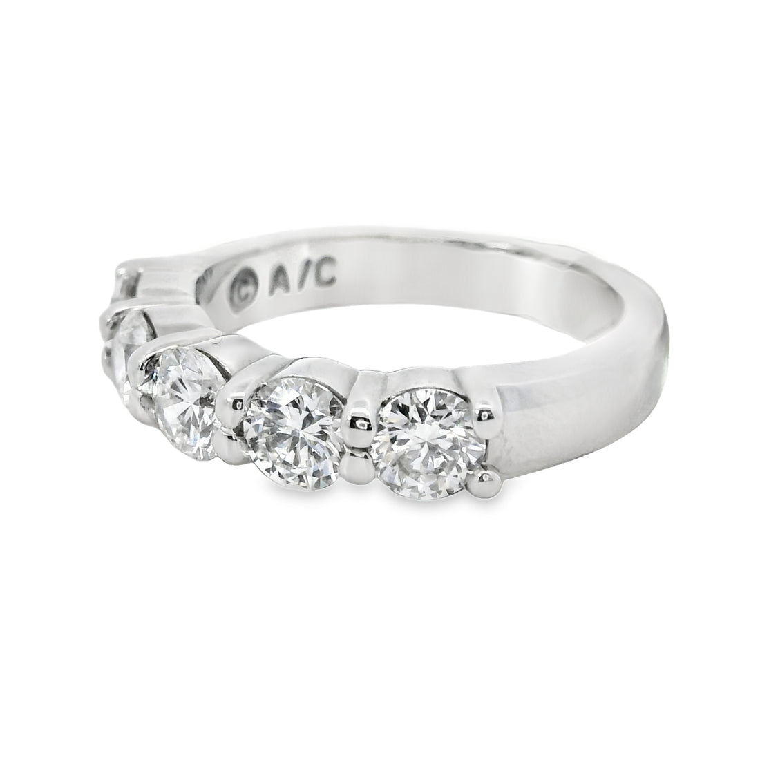14kt White Gold Round Brilliant Diamond Anniversary Ring (1.23ct)