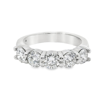 14kt White Gold Round Brilliant Diamond Anniversary Ring (1.23ct)
