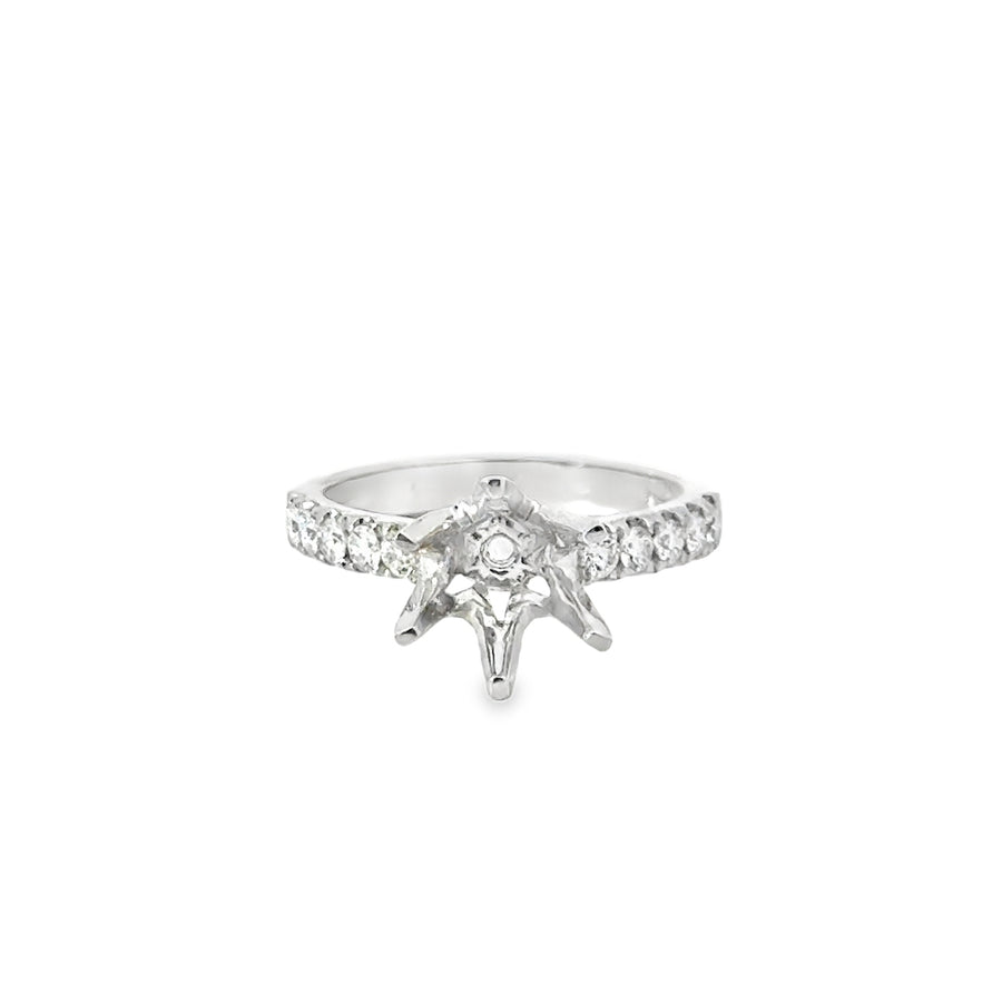 18kt White Gold Prong Set Natural Diamonds Semi-Mount Ring (0.34ct)