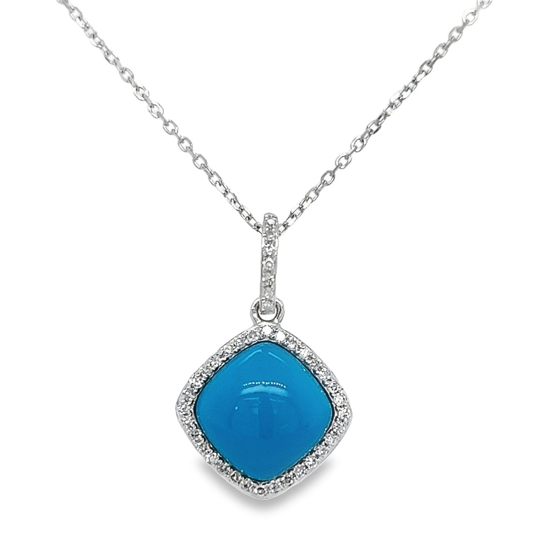 14kt White Gold Natural Turquoise And Natural Diamond Pendant (2.01ct)