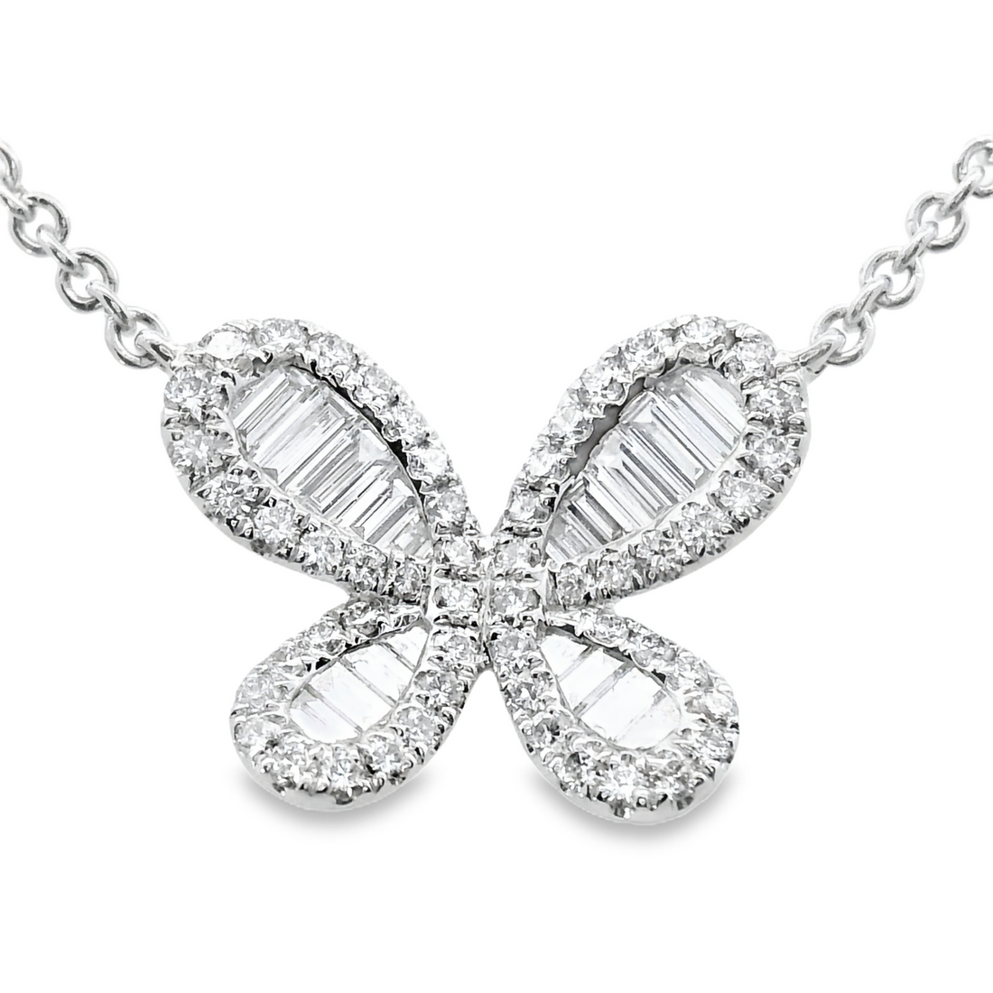 18kt White Gold Natural Diamond Butterfly Pendant (0.58ct)