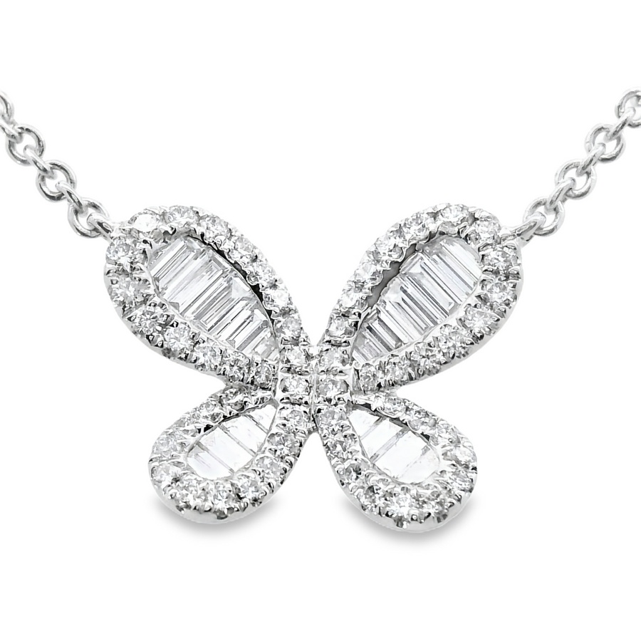 18kt White Gold Natural Diamond Butterfly Pendant (0.58ct)