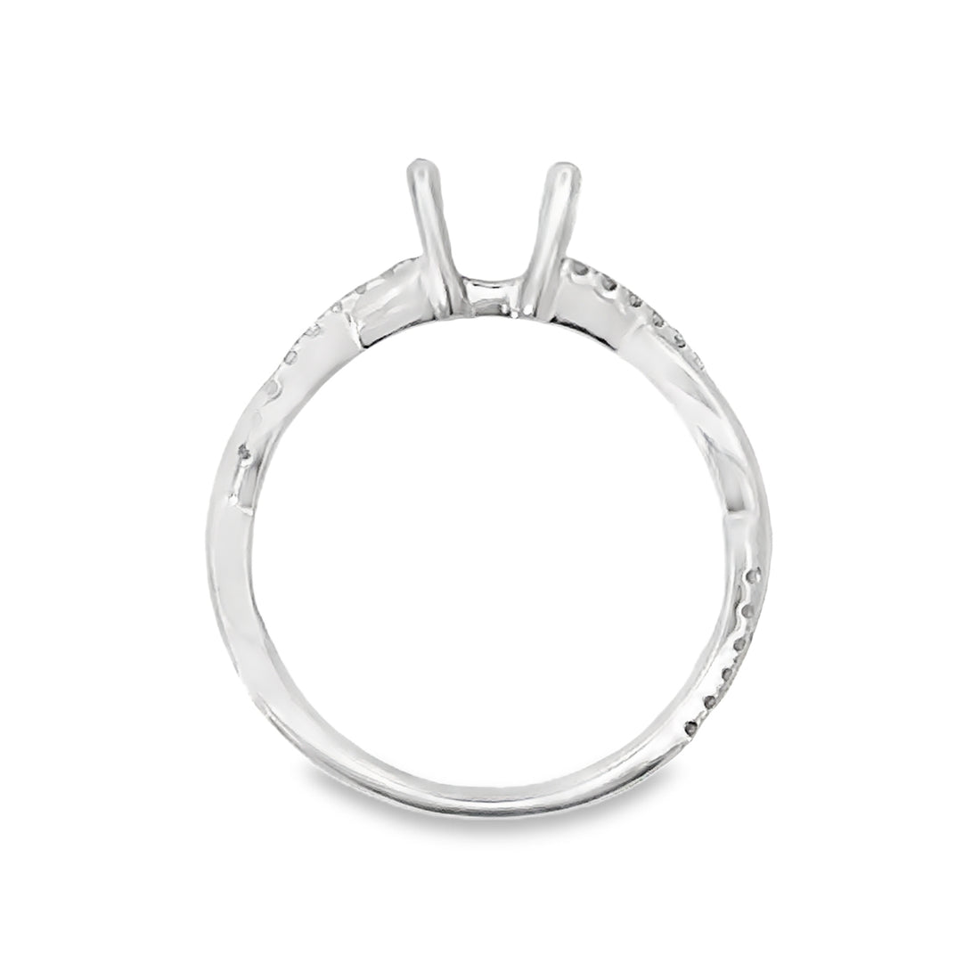 18kt White Gold Twist Natural Diamonds Semi-Mount Ring (0.15ct)