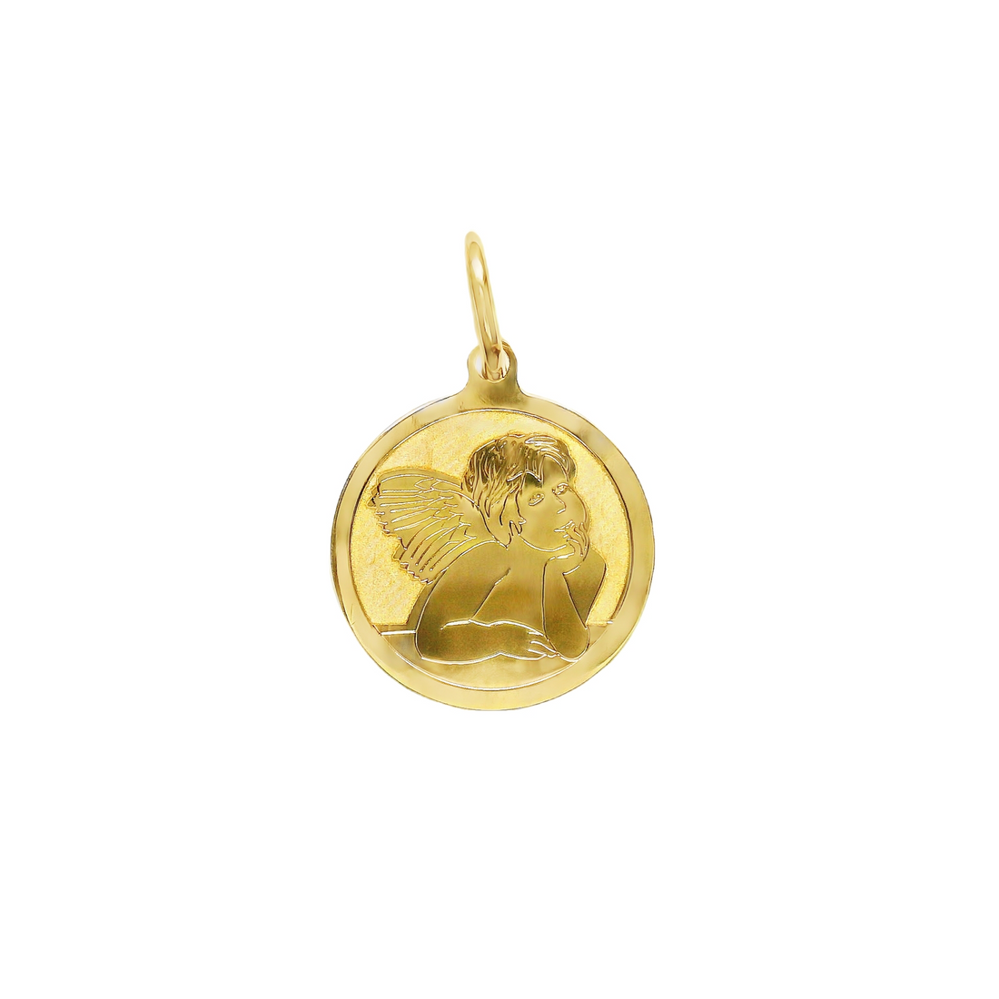 18kt Yellow Gold Italian Made Cherub Disc Charm (1.27g)