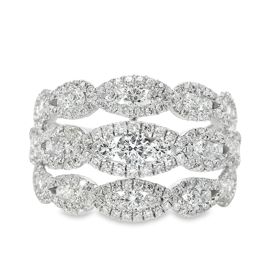 18kt White Gold Natural Diamond Free Form Ring (1.63ct)