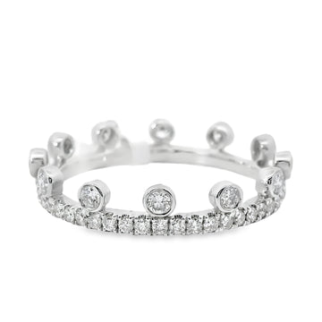 18kt White Gold Round Diamond Crown Ring (.67ct)