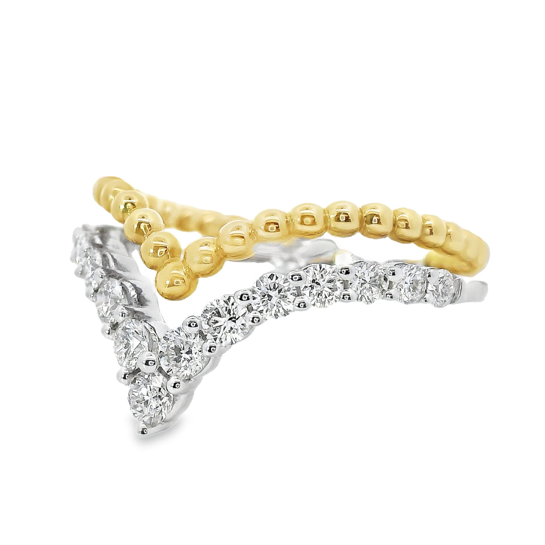 18kt Tu-Tone Gold Natural Diamond Free Form Ring (0.54ct)