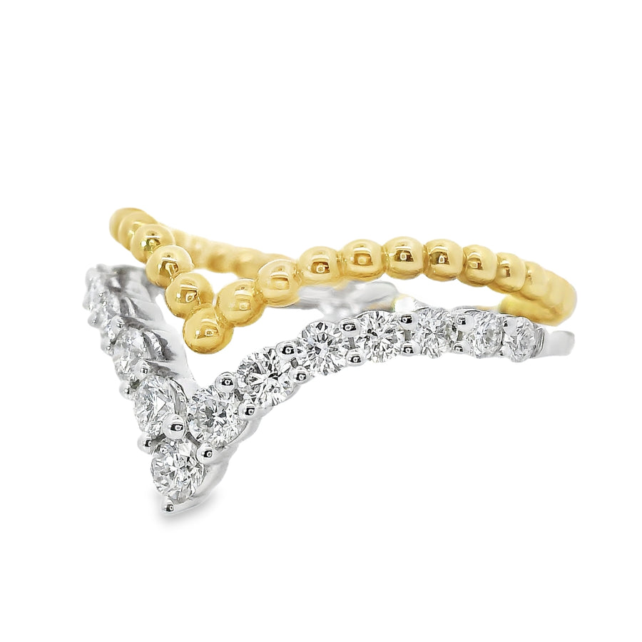18kt Tu-Tone Gold Natural Diamond Free Form Ring (0.54ct)